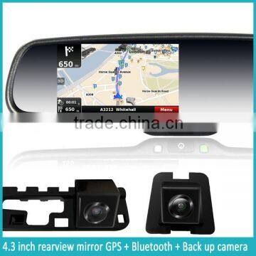 4.3inch Car GPS navigation rearview mirror monitor with bluetooth mirror in car reversing aid