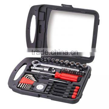 40pcs hand tool sets 3/8'' H ratchet handle 3/8''*3'' extension bar utility knife 1/4'' sockets bit holder