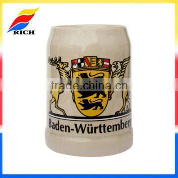 Custom Stoneware 500ml decal beer mug souvenir