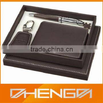 High quality customized made-in-china brown Leather Gift Set for Packaging (ZDG12-018)