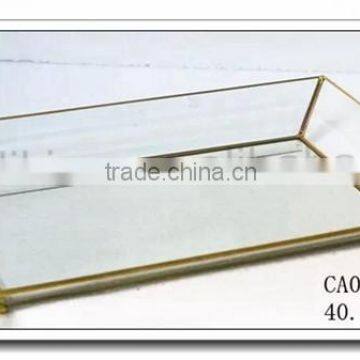 Custom order~~ Decorative Stained Vanity display container case , ALL SIZES clear glass bottom or mirror glass storage tray