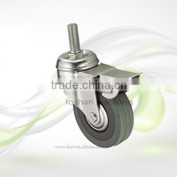 Light Duty 125mm Grey Rubber Caster Wheels With Brake