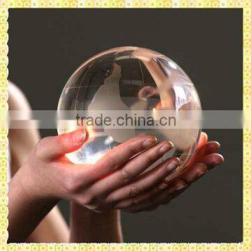 High Quality Engraved Crystal Ball With World Map For Desktop Centerpieces