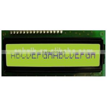 16x1 Character lcd screen STN type with yellow-green backlight