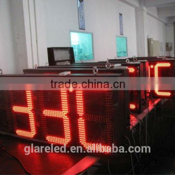 led clock time date temperature sign double-side outdoor big led clock