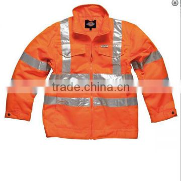 Passed ANSI standard Hi visibility polycotton orange jacket for road worker