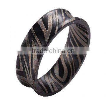 Unique Black titanium ring,similar to mokume gane