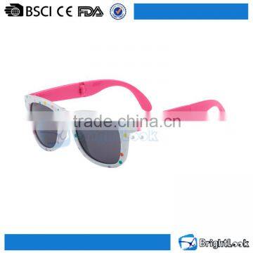 Colorful point lovely girls convenient foldable temple sunglasses