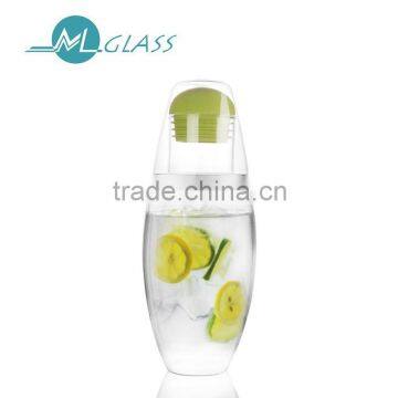 800ml glass water bottle with lid with cover handmade high borosilicate glass N6456