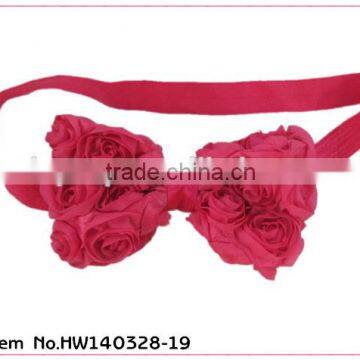 2014 beautiful red rose girls elastic headbands