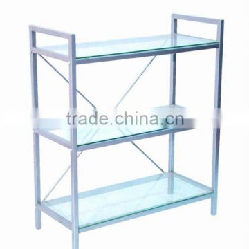 3-tier steel tube and tempered glass shoe rack