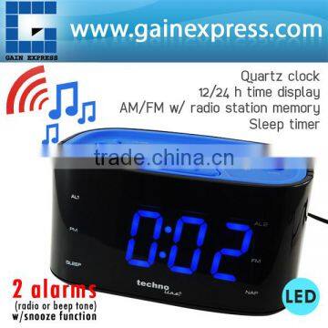 AM/FM Radio Station 12/24H Time Display Sleep Timer 220-240V only / Technoline Digital Quartz Alarm Clock