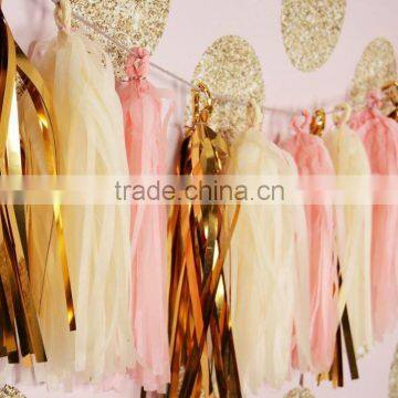 Tissue Pompom Balls Paper Tassels and Garland Tassel Garlands for Baby Shower Decoration Bridal Shower Pink Gold First Birthday photo-3