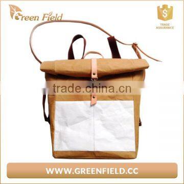 Washable Kraft Paper Backpack Brown And White Paper Laptop Backpack
