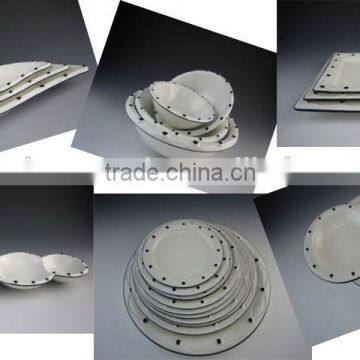 eco-friendly white porcelain plate round square oval leaf shape