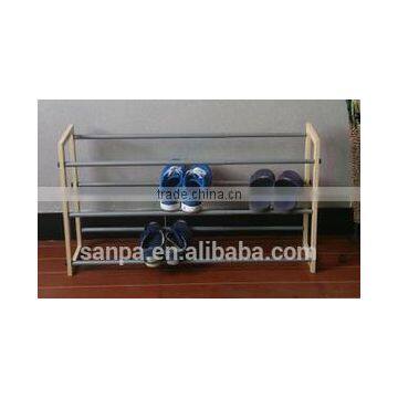 Cheap 3 Layers Wooden and Wire Steel Tube Shoes Rack Stand photo-2