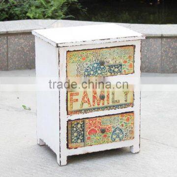 America Style Antique White Wooden Cabinet With Drawer