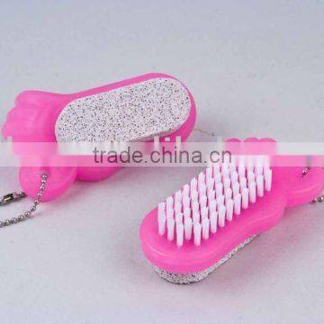 handle mini plastic nail brush with file & foot brush