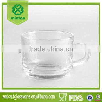 clear glass cup with handle