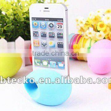 Hot selling silicone egg shape phone holder amplifier/cell phone stand with loud-speaker