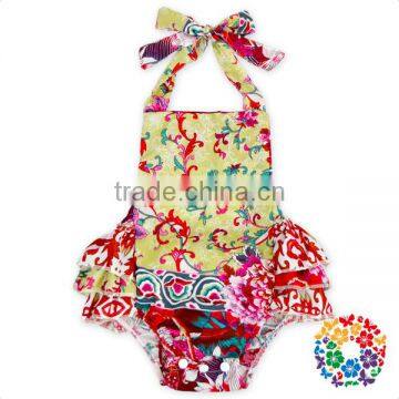 Newborn Baby Clothes Wholesale Cotton Halter Ruffled Bubble Baby Girl Romper photo-2