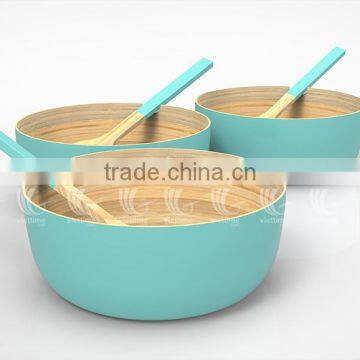 Lacquer Bamboo Salad Bowls, Spun Bamboo Trays photo-5