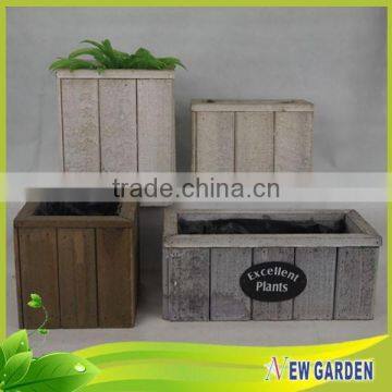 Eco-friendly Retangle Wooden Planter ,Handmade Slat Wood Basket photo-2