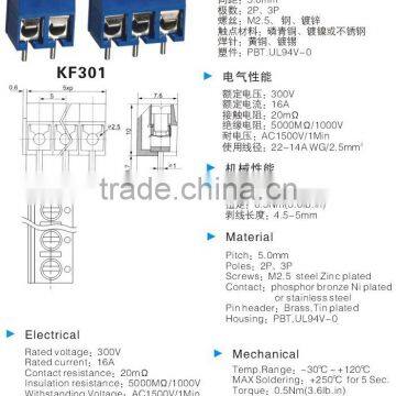 Terminal Blocks KF301-2P 300V/16A 5.0MM Blue Terminal Can be Spliced a 1 p photo-2