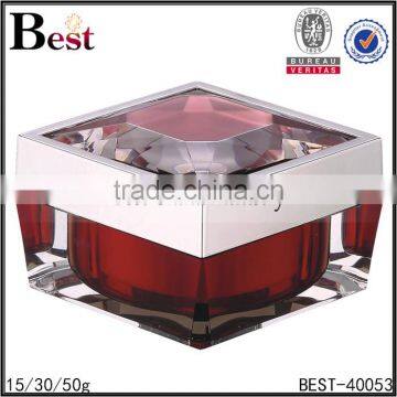 15 30 50g Square Acrylic Crystal Cosmetic Jar Luxury Red Crystal Cosmetic Jar for Face Cream photo-4