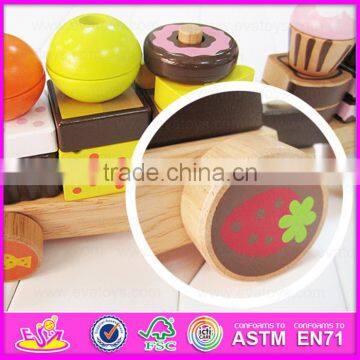 New Wooden Train EN71 ASTM Three Carriages Cake Train,Hot Sell Wooden Blocks Chocolate Cake Train Set W05C026 photo-3