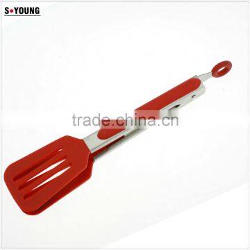 14020 Popul Kitchen and Barbecue Grill Tongs Silicone BBQ Cooking Stainless Steel Locking Food Tong Salad Tongs