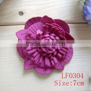 7CM Vintage pink leather flower for women hat/shoes decoration