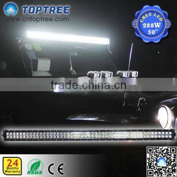 Toptree 50 inch 288w magnetic led light bar 4x4 for jeep wrangler off-road ATV UTV