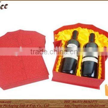 Fashion Shirt Shaped Two Bottle Cardboard Wine Box, Wine Packaging Box, Wine Gift Box