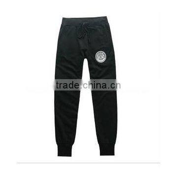 girls black loose fleece winter pants with embroidery