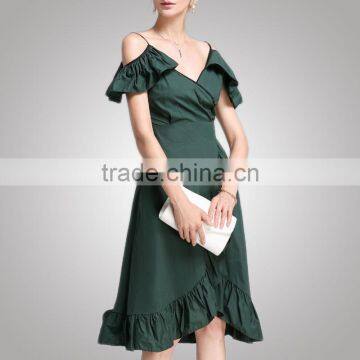 Fashion Design Classic Look Young Ladies Green Dress For Tall Women photo-3