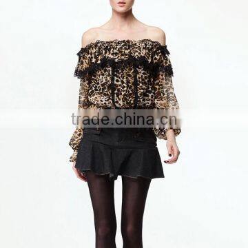 Fashionable Printed Long Sleeve Clothing New Design off Shoulder Sexy Fancy Tops for Girls photo-2