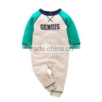 Casual Grey &green Infant Clothing Crotchless Male Romper photo-2