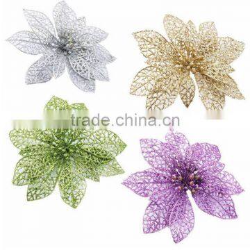 10cm Artificial Christmas Flowers, Christmas Garlands Rattan Christmas Tree Decorations photo-5