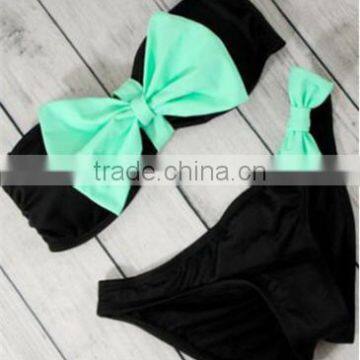 Black Strapless Bowknot design bikini swim wear