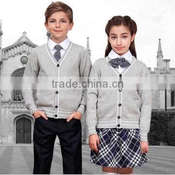 Hot Sales Grey Cardigan Children School Uniform photo-3