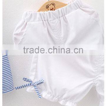 Child 2017 Summer New Korean Fashion Outfit 2pcs Set Baby Flutter Sleeve Dress White Shorts Cotton Clothing for Children photo-5