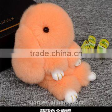 Cute Mini Genuine Rabbit Fur Pom Pom Key Chain Women Trinket Rabbit Toy Doll Bag Car Key Ring Monster Jewelry Gift photo-6
