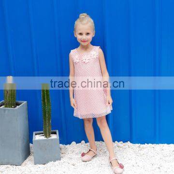 S17621A New Model Girl Dress Summer 2017 Sleeveless Pink Grenadine Girl Casual Dress photo-3