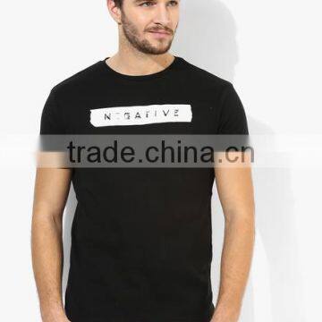 Black Printed Round Neck T-Shirt