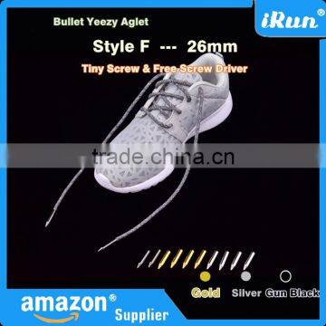 Yeezy Lace With Screw Bullet Metal Tips Including Tiny Screws & Free Screwdriver - Customized Screw on Lace Aglet - 26 mm