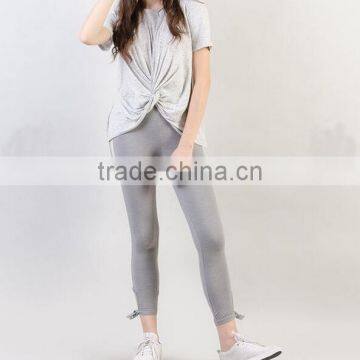 T Shirt Cheap Price Wholesale Lady T-shirt With Knot Front photo-6