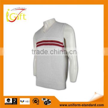 ISO9001/BSCI Manufature high quality light grey stylish striped knitted vest