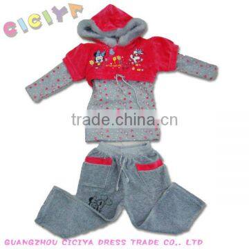 girls fashion velvet 3pcs set pajamas