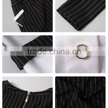 Long Sleeve Clothes Women Stripe Elegance Cotton Ladies 2 Piece Suit for Women photo-6